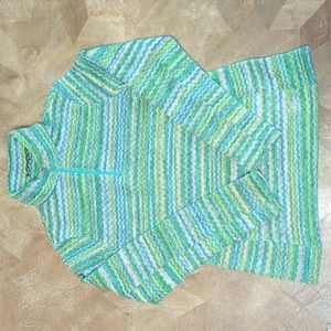 Spyder Pullover Knit Sweater Blue & Green Quarter Zip Jumper Jacket Size 10